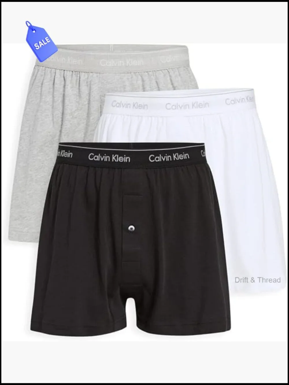 3-Pack Cotton Knit Boxer Underwear with Logo Waistband, Breathable